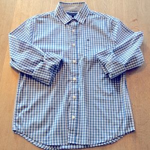 Casual Blue/White gingham button down shirt